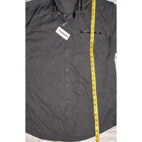 *NWT* COOFANDY Mens Button Down Casual Gray Short Sleeve Shirt Size Large - Picture 7 of 8